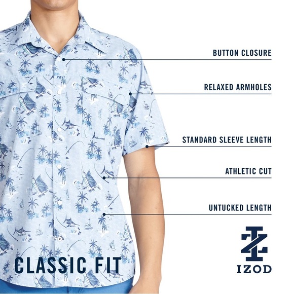 NEW IZOD Saltwater Classic-Fit Performance Beach Button-Down Shirt Men’s XXL - Picture 11 of 11